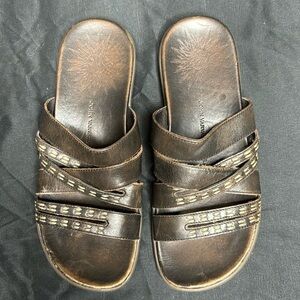 John Varvatos Star Brown Leather Sandals Size 9